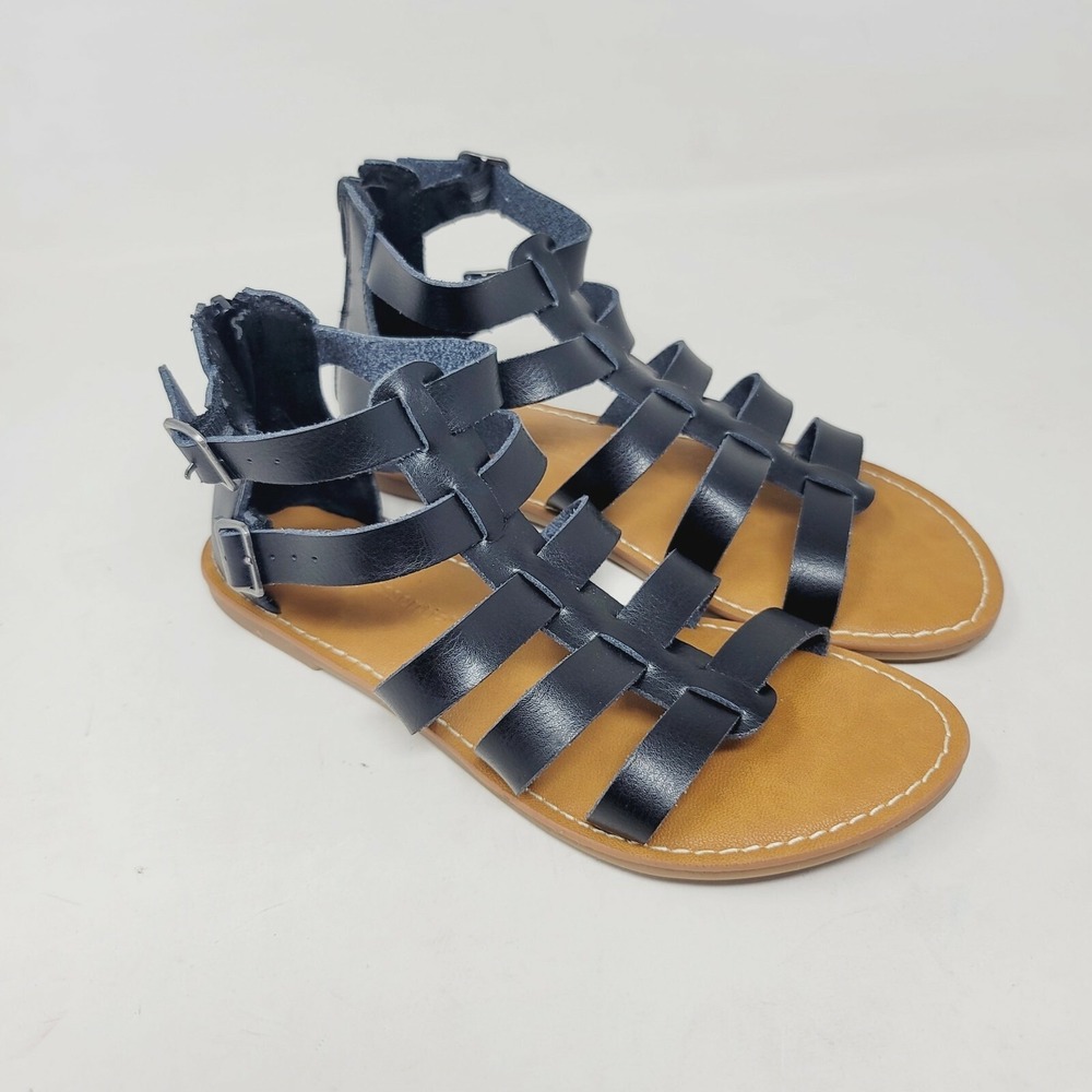 AMAZON ESSENTIALS Womens Sandals Sz 6 M Gladiator Flats Leather Black